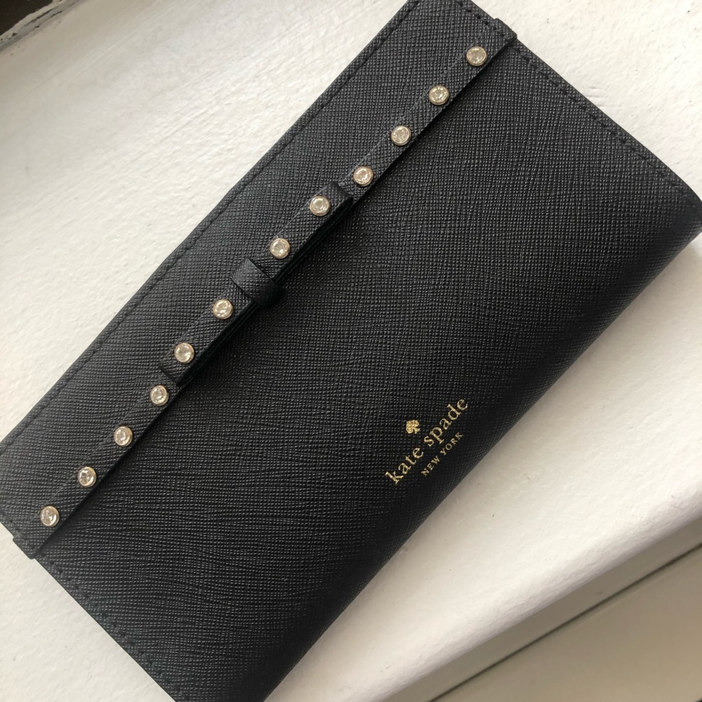 Black Kate Spade Laurel Way Stacy Jeweled Wallet